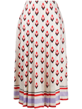 Valentino Pleated Geometric-Print Skirt — Multicolor