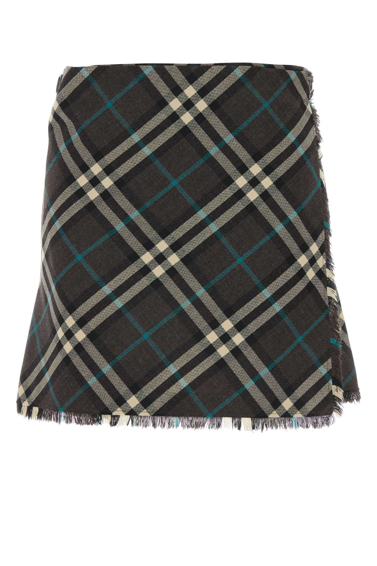 Burberry Tartan Wool-Blend Skirt — Black