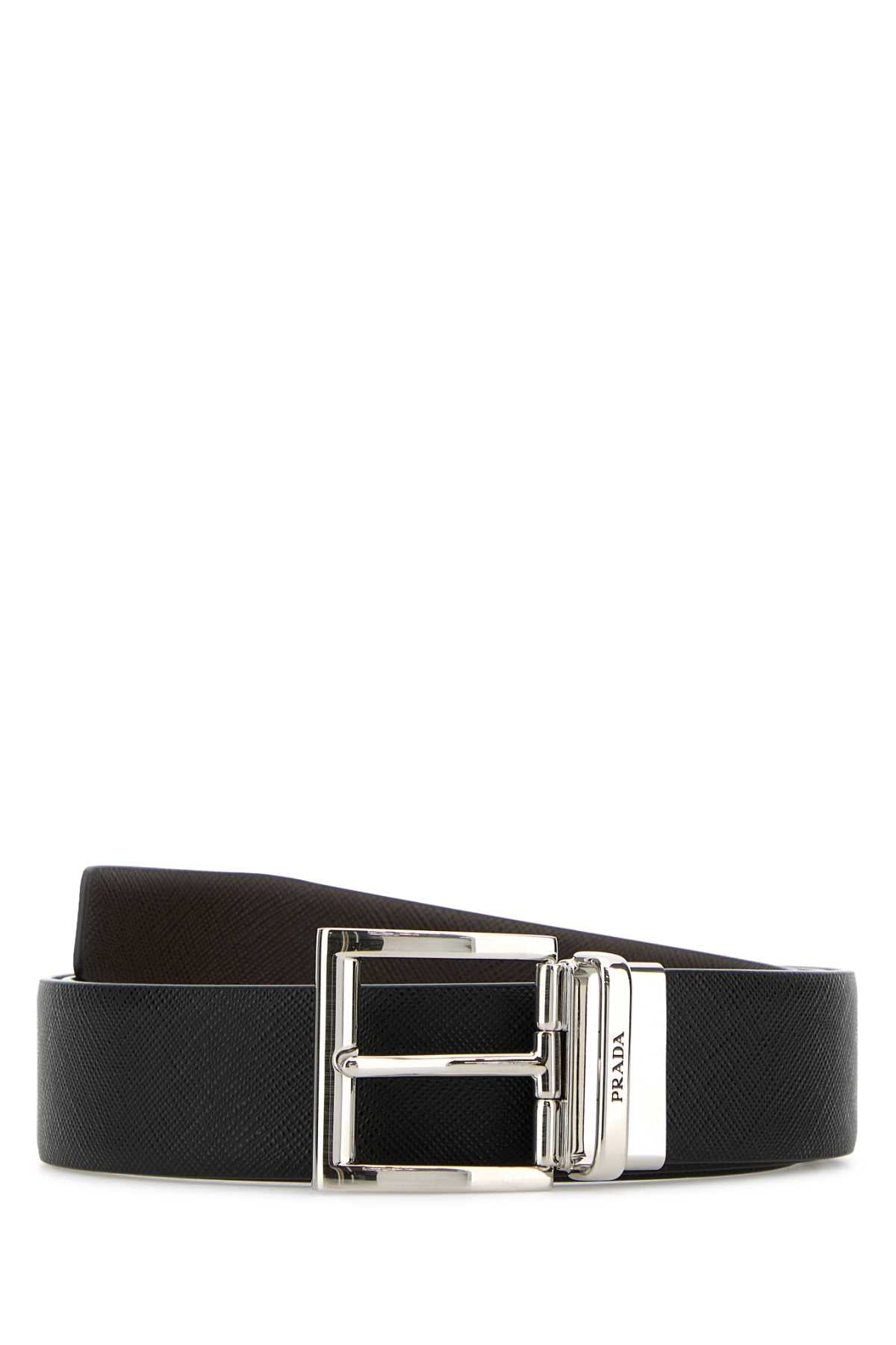 Prada Saffiano Calf Leather Belt — Black