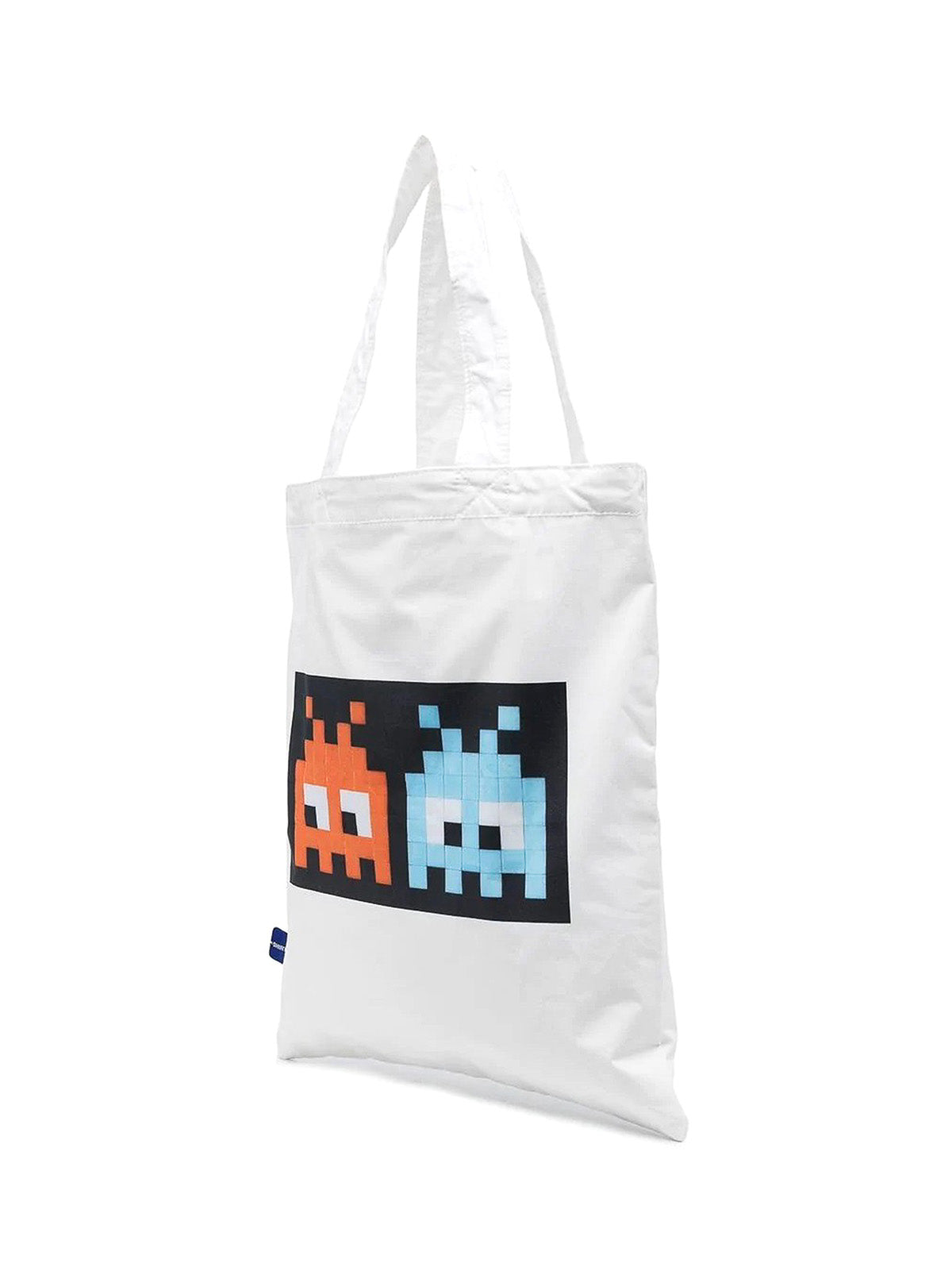Comme des Garçons Space Invaders Logo Tote Bag — White