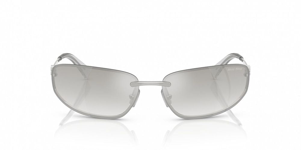 Miu Miu 0MU Gradient Mirror Sunglasses — Silver