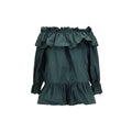 Saint Laurent Ruffled Nylon Poplin Blouse — Green