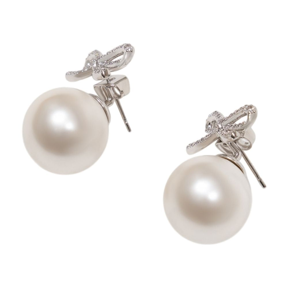 Self-Portrait Pearl Drop Earrings — Silver