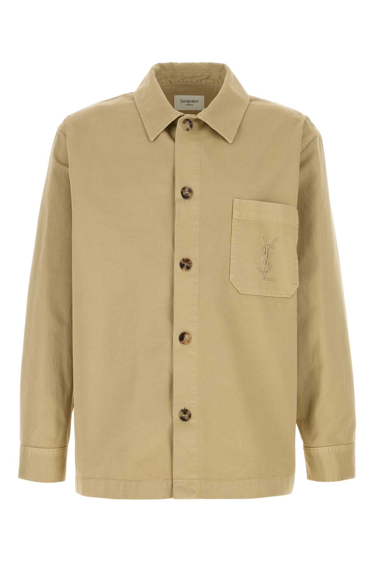 Saint Laurent Cotton Overshirt Shirt — Beige