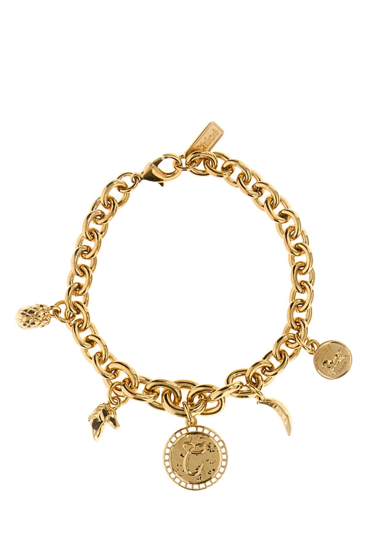 Chloé Chain-Link Charm Bracelet — Gold