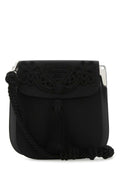 Prada Embroidered Nylon Crossbody Bag — Black