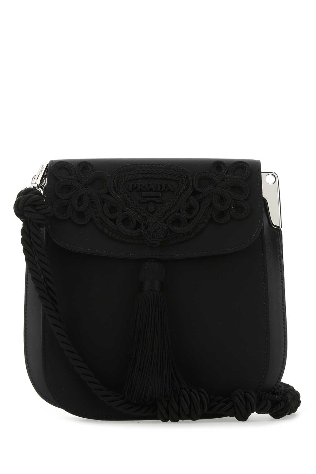 Prada Embroidered Nylon Crossbody Bag — Black