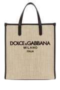 Dolce & Gabbana Canvas Logo Tote Tote Bag — Beige