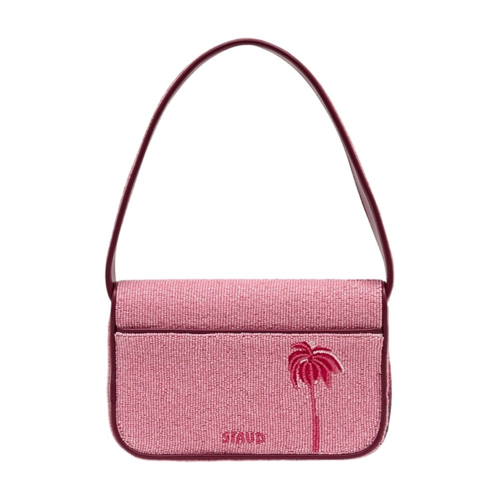 Staud Beaded Nylon Shoulder Bag — Pink