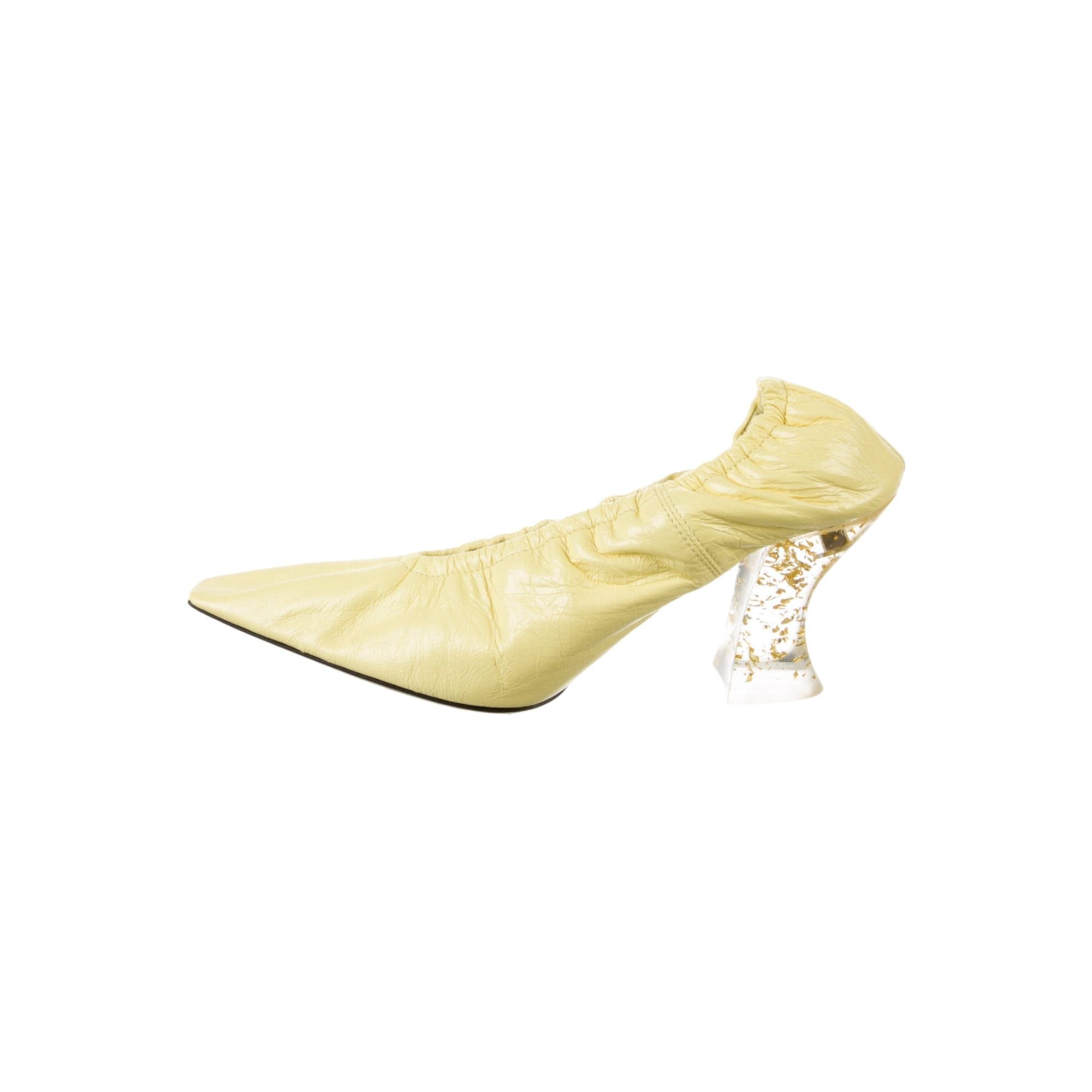 Bottega Veneta Glitter-Heel Lambskin Pump — Yellow