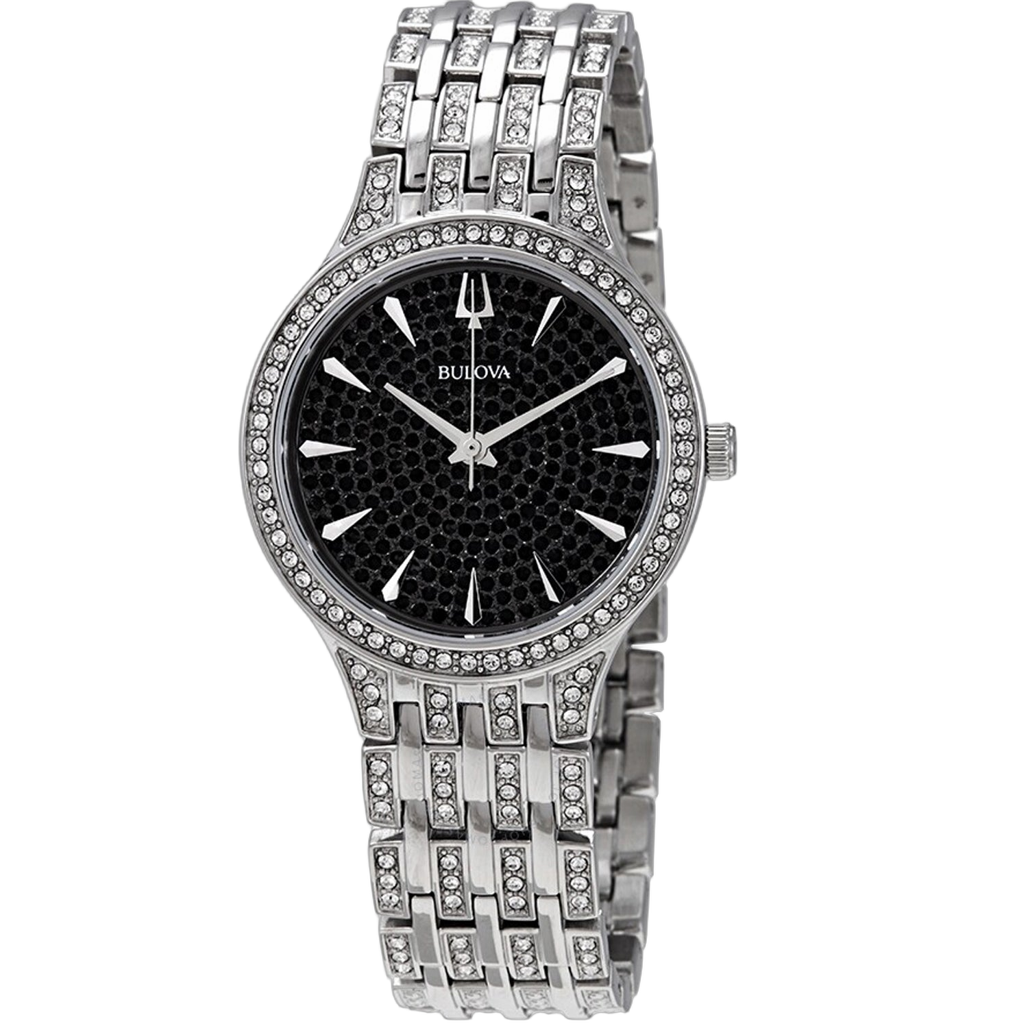 Bulova Crystal-Embellished Watch — Black