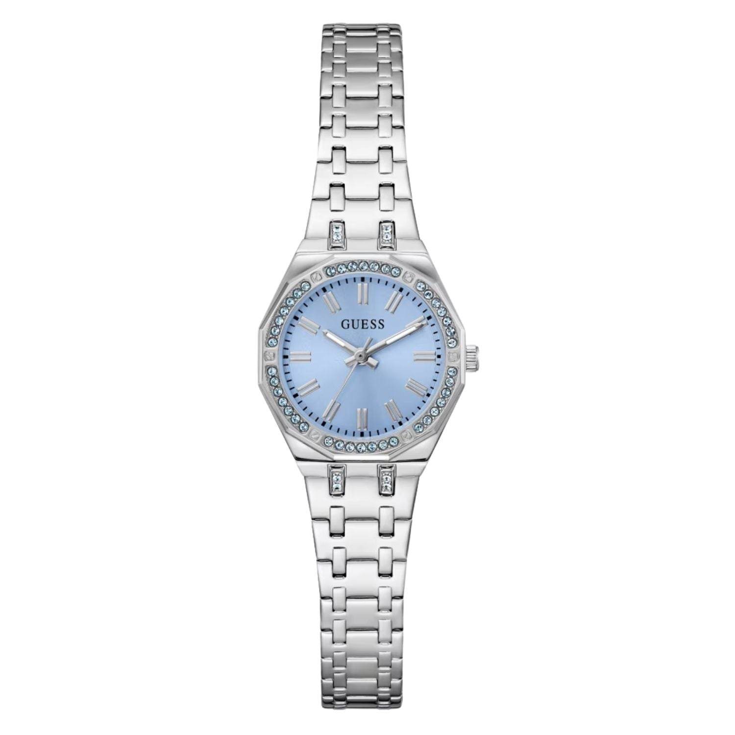 Guess Crystal-Set Stainless Steel Watch — Silver
