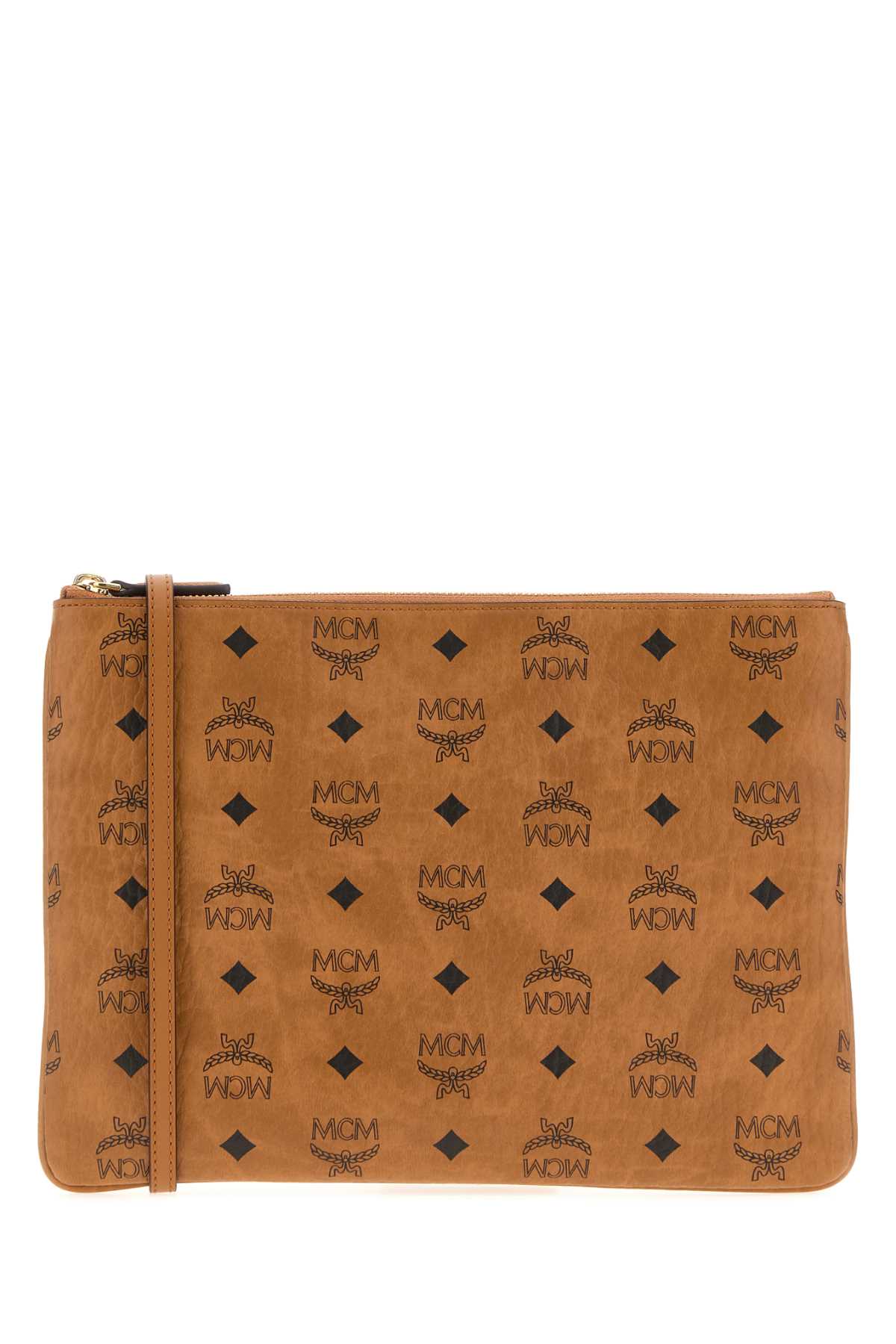 MCM Aren Visetos Crossbody Bag — Cognac