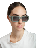 Furla SFU980 Rectangular Acetate Sunglasses — Green