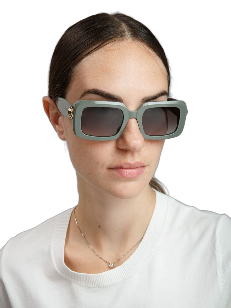 Furla SFU980 Rectangular Acetate Sunglasses — Green