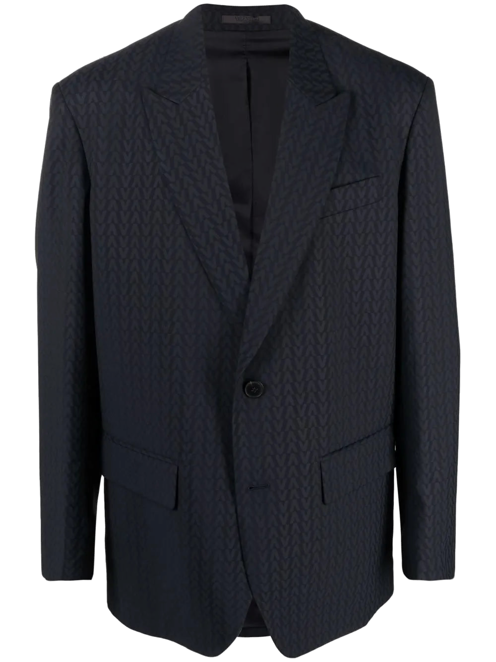 Valentino Monogram-Jacquard Wool-Mohair Blazer — Navy