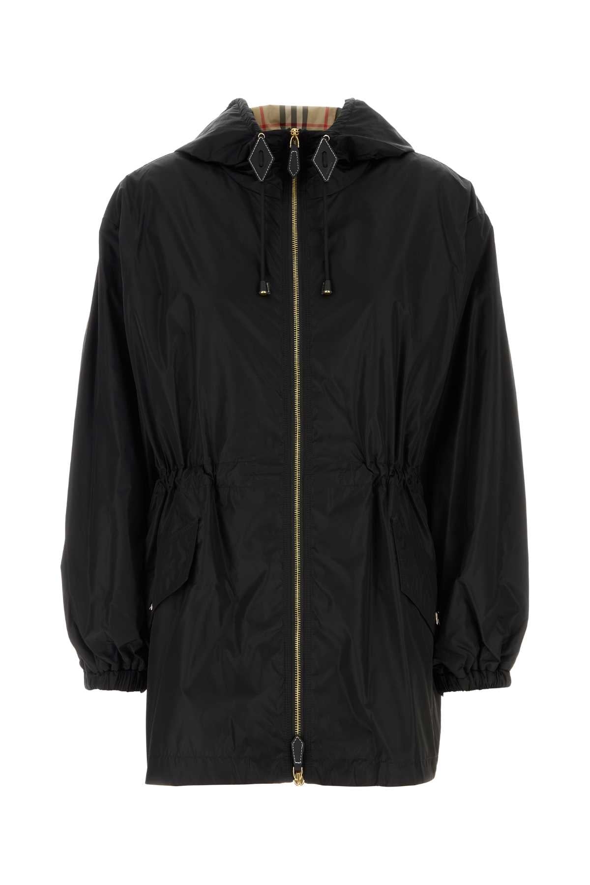 Burberry Nylon Windbreaker Raincoat — Black