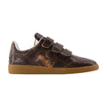 Isabel Marant Python-Textured Calfskin Sneaker — Brown