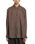 Studio Nicholson Striped Oversized Shirt — Brown