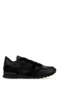 Valentino Garavani Mixed-Fabric Low-Top Sneaker — Black