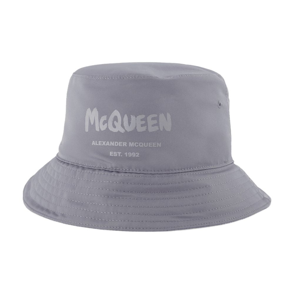 Alexander McQueen 667779 Tonal Logo-Embroidered Bucket Hat — Gray