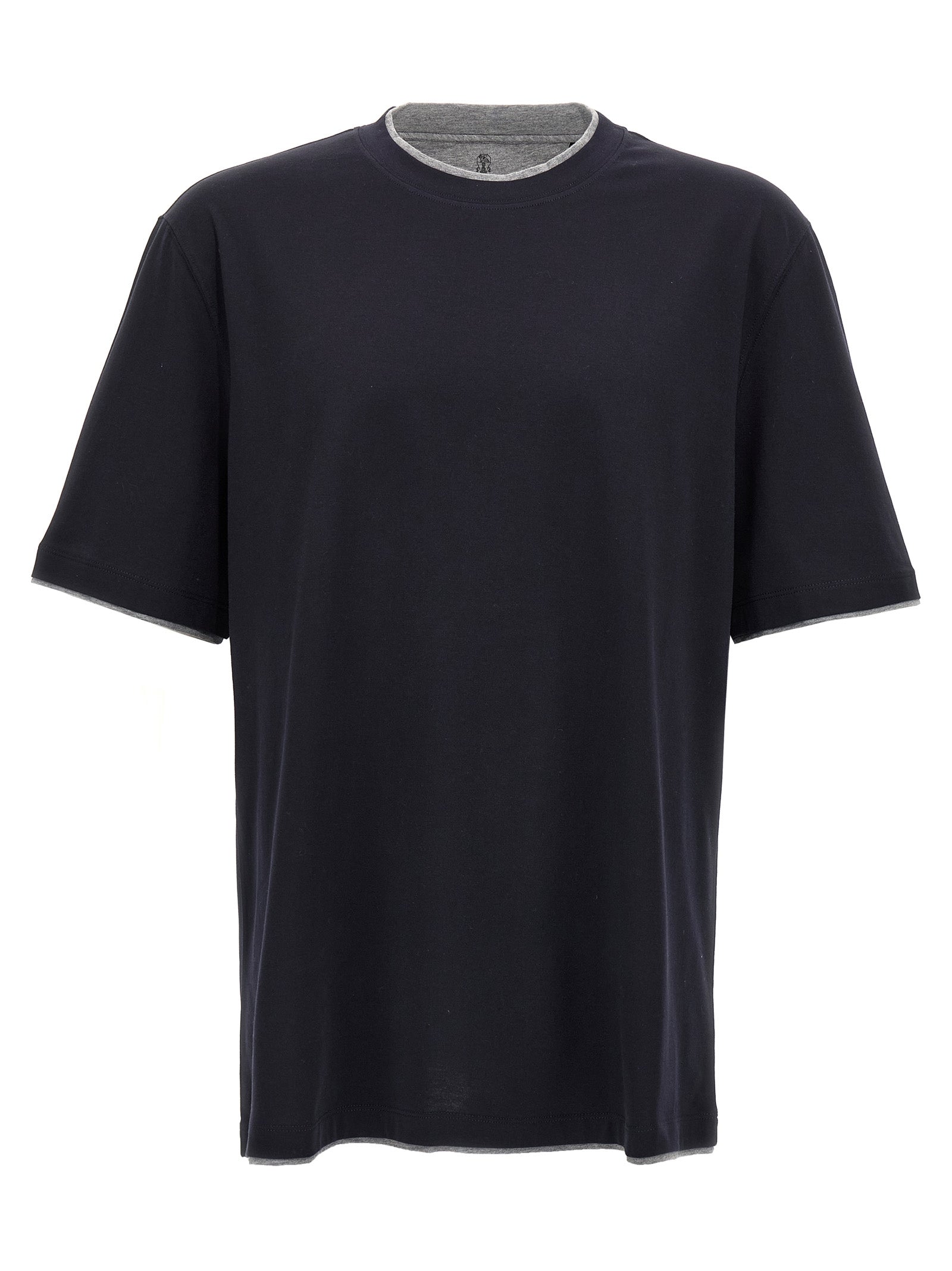 Brunello Cucinelli Cotton Crewneck T-Shirt — Navy