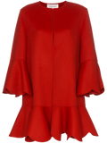 Valentino Ruffled Wool-Cashmere Coat — Red