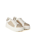Michael Kors Glitter-Panel Platform Sneaker — Cream