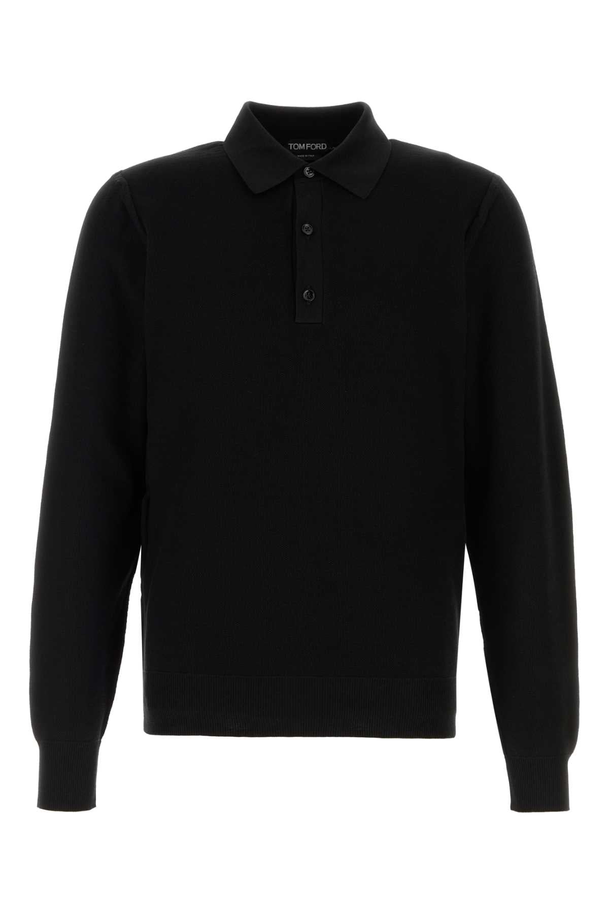Tom Ford Silk-Cotton Polo — Black