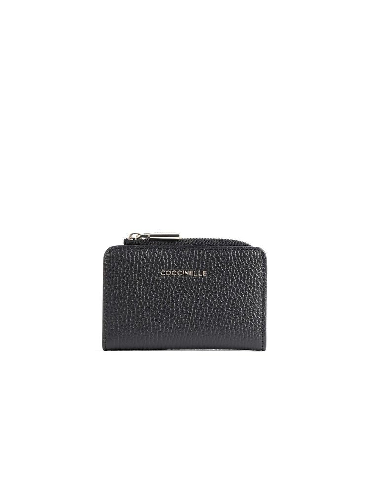 Coccinelle Grained Cowhide Card Case — Black