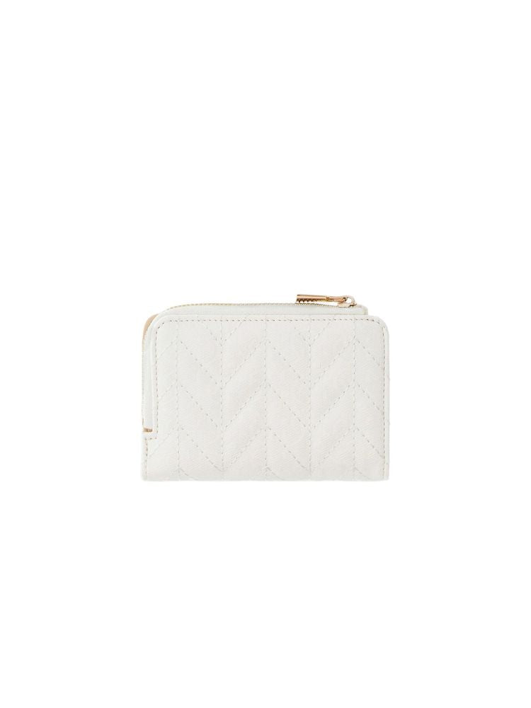 Guess Quilted Polyurethane Card Case — White