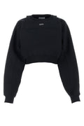 Off-White Logo-Embroidered Cropped Sweatshirt — Black