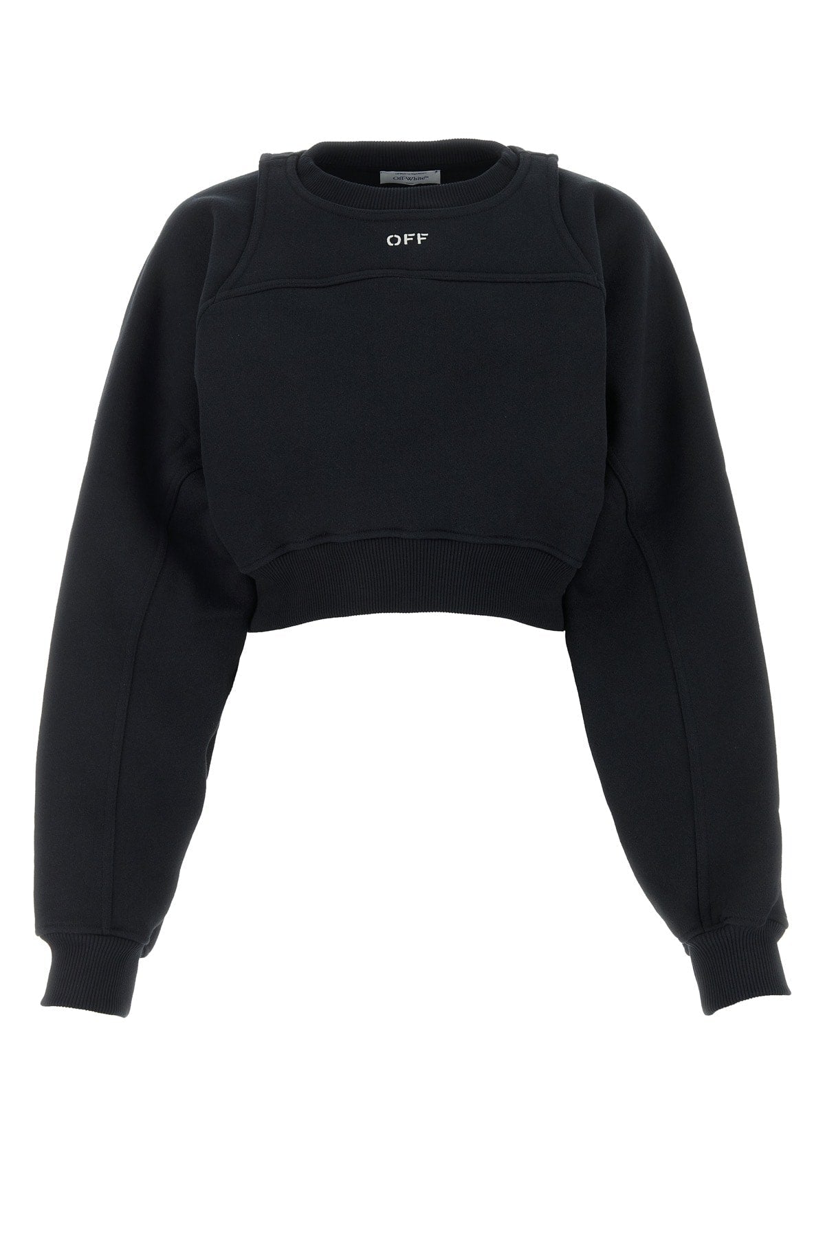 Off-White Logo-Embroidered Cropped Sweatshirt — Black
