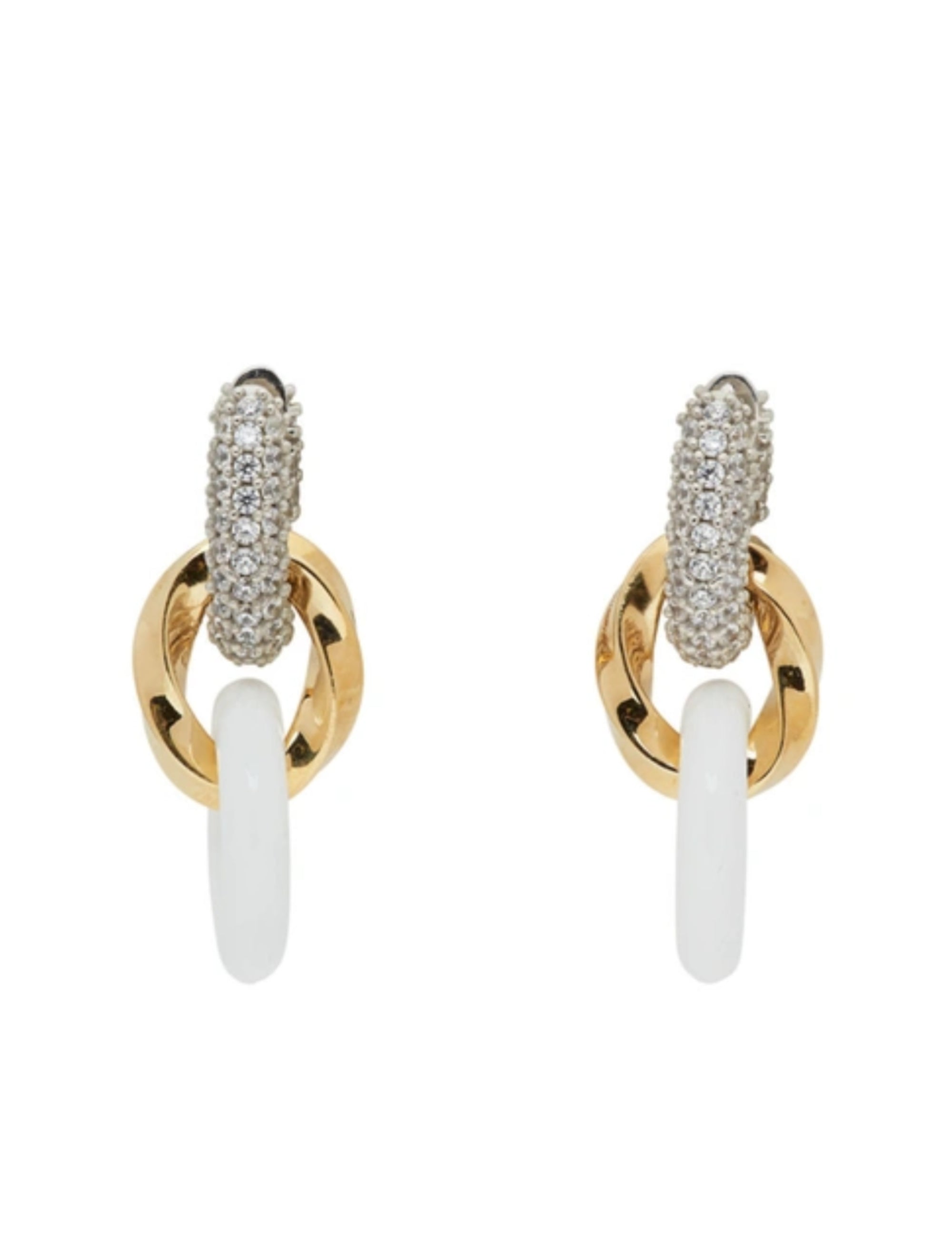 Bottega Veneta Crystal-Embellished Chain Earrings — Gold