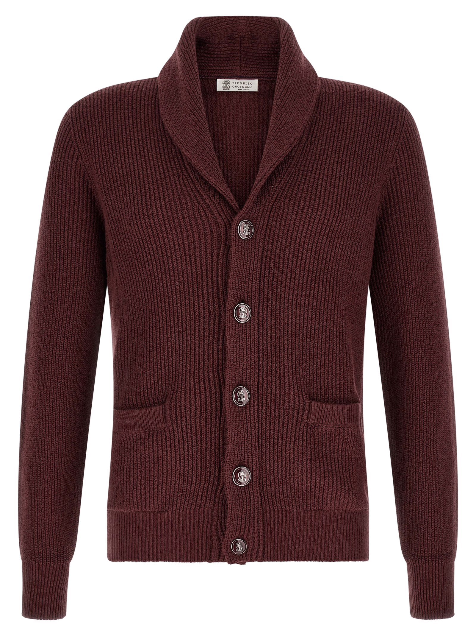 Brunello Cucinelli Ribbed Cotton Cardigan — Burgundy