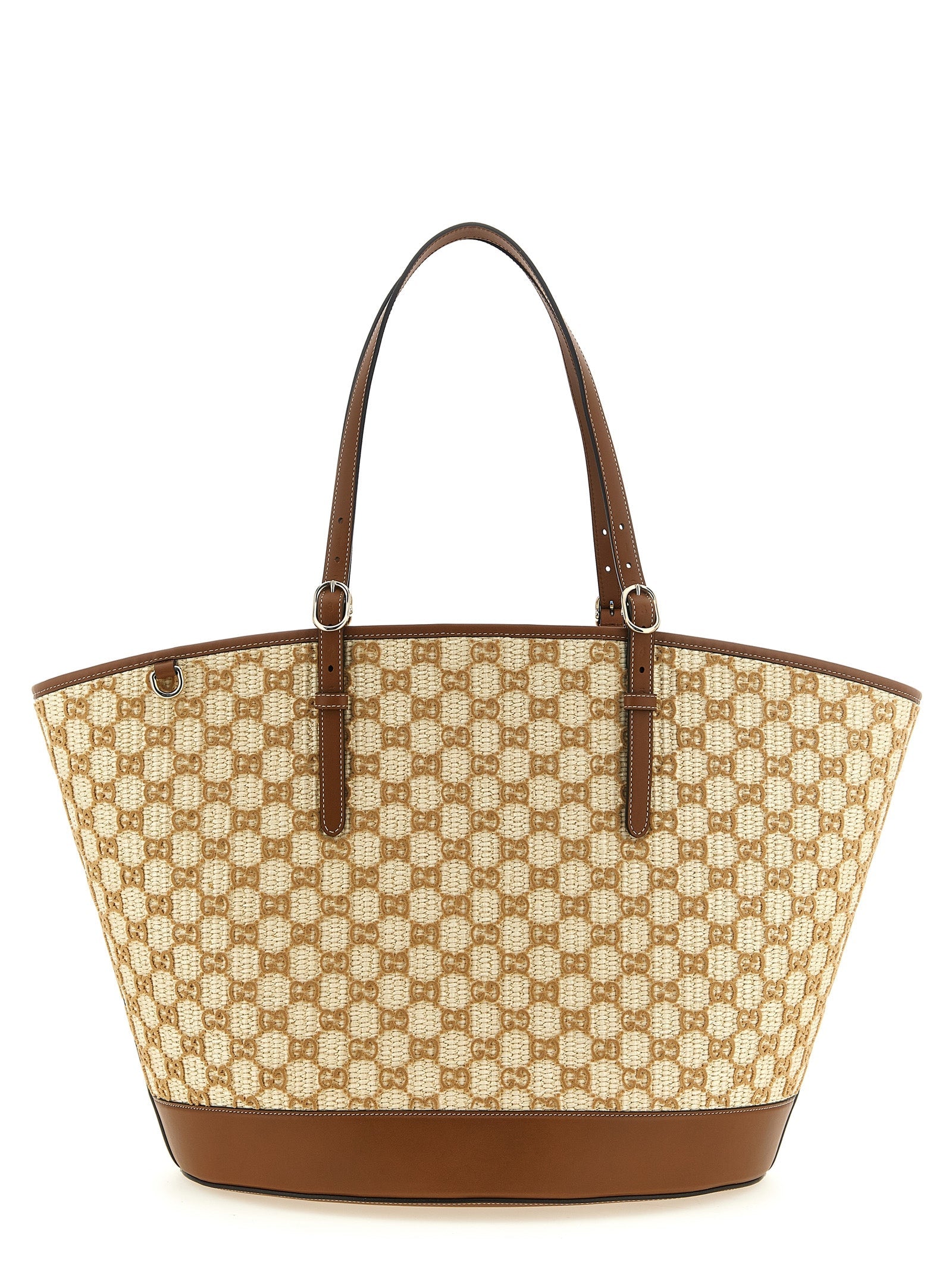 Gucci GG Monogram Cotton Tote Bag — Brown