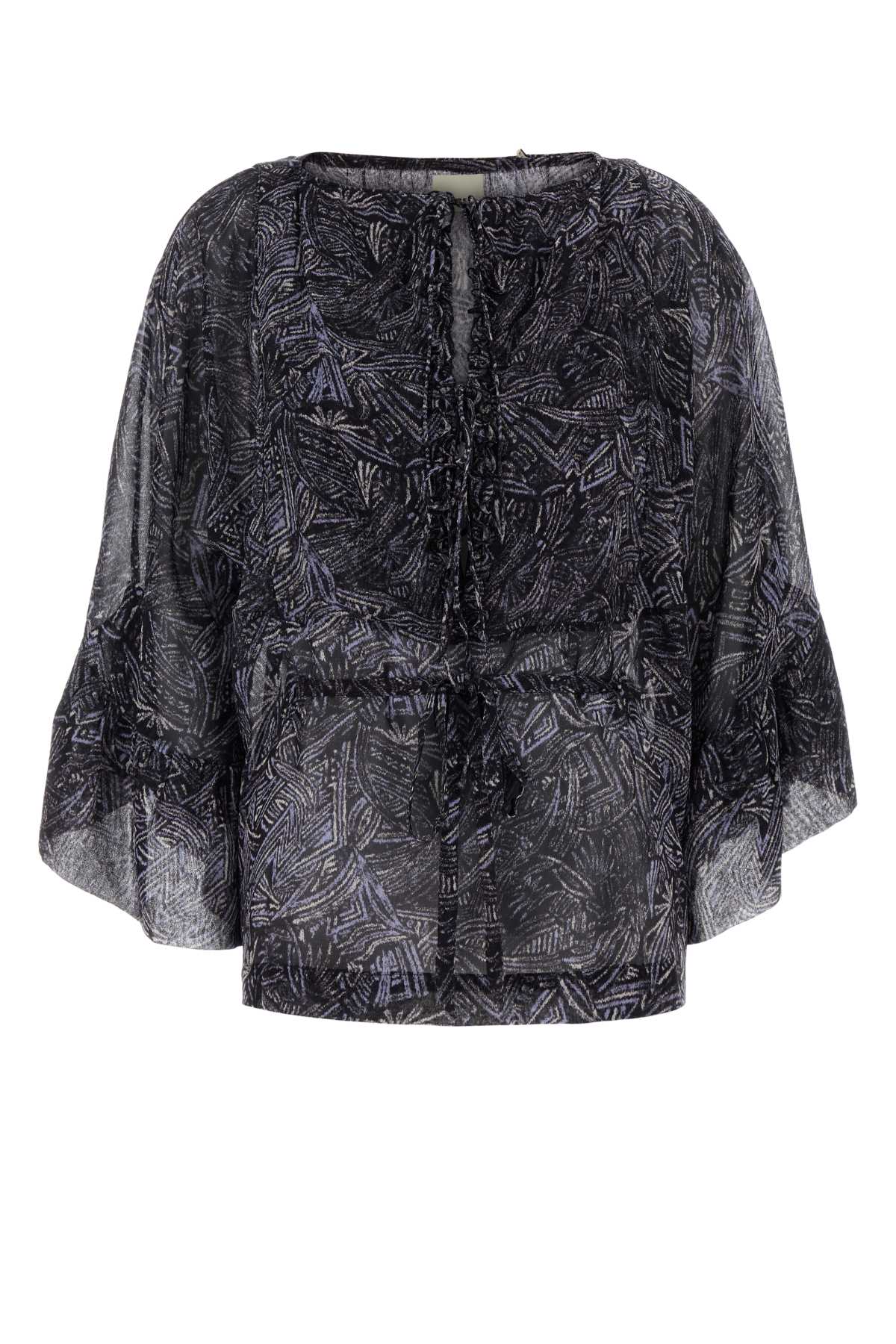 Isabel Marant Patterned Silk Blouse — Black