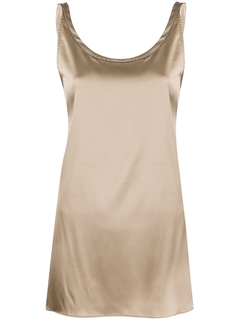 Brunello Cucinelli Silk Blend Metallic Tank Top — Beige