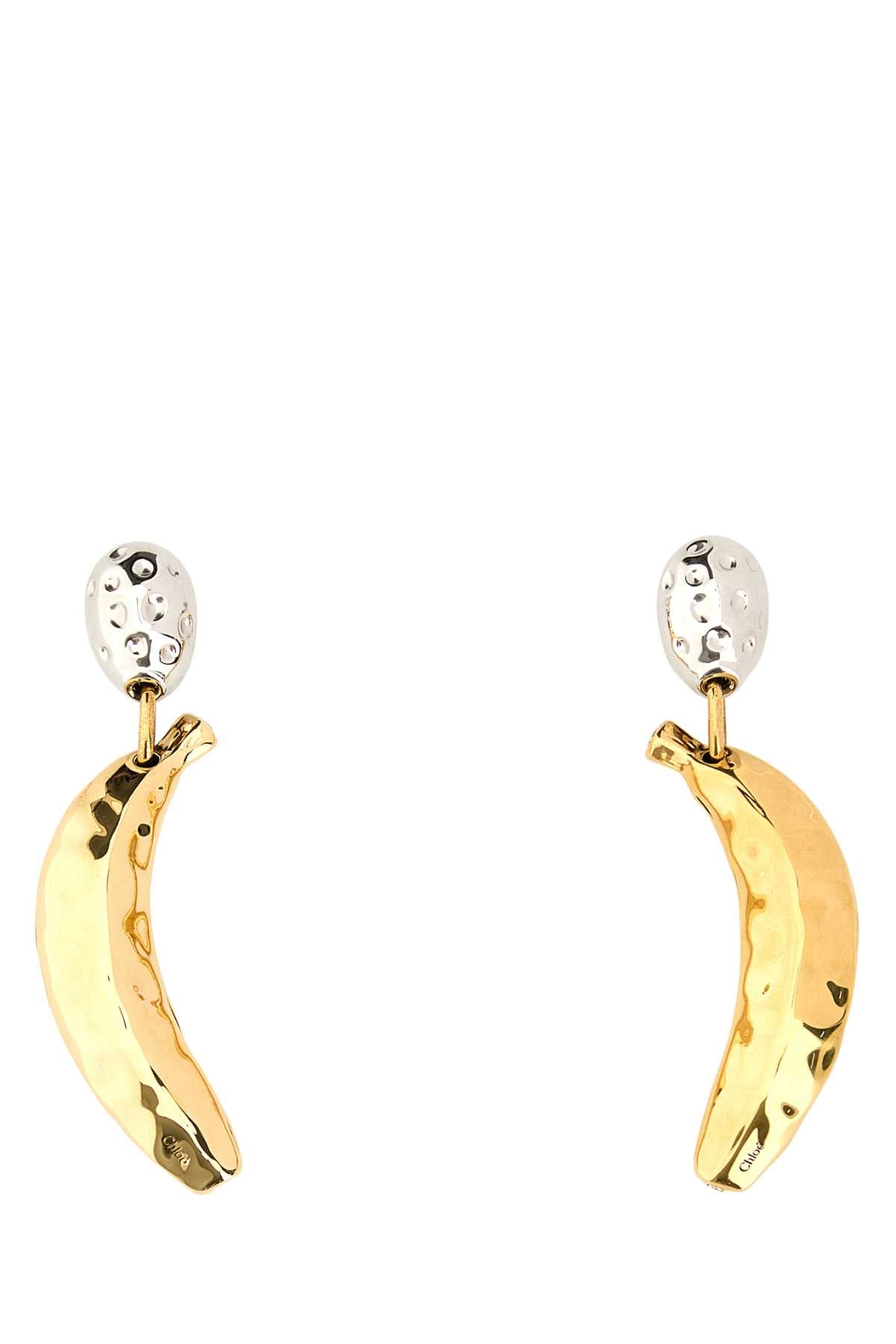 Chloé Curved Perforated Earrings — Gold