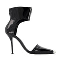 Alexander McQueen Patent Leather Cut-Out Heel Sandal — Black