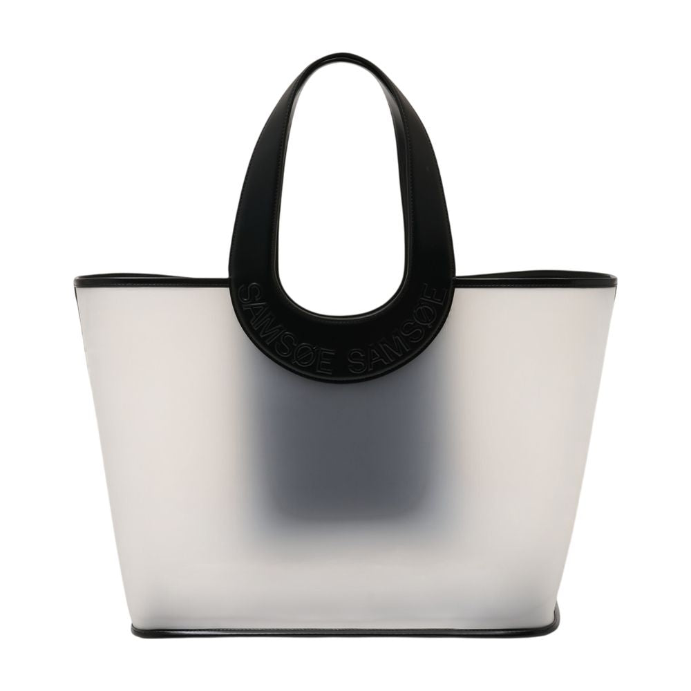 SamsøE SamsøE Two-Tone Synthetic Tote Bag — Beige