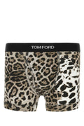 Tom Ford Snow Leopard Print Stretch Cotton Boxer — Tan