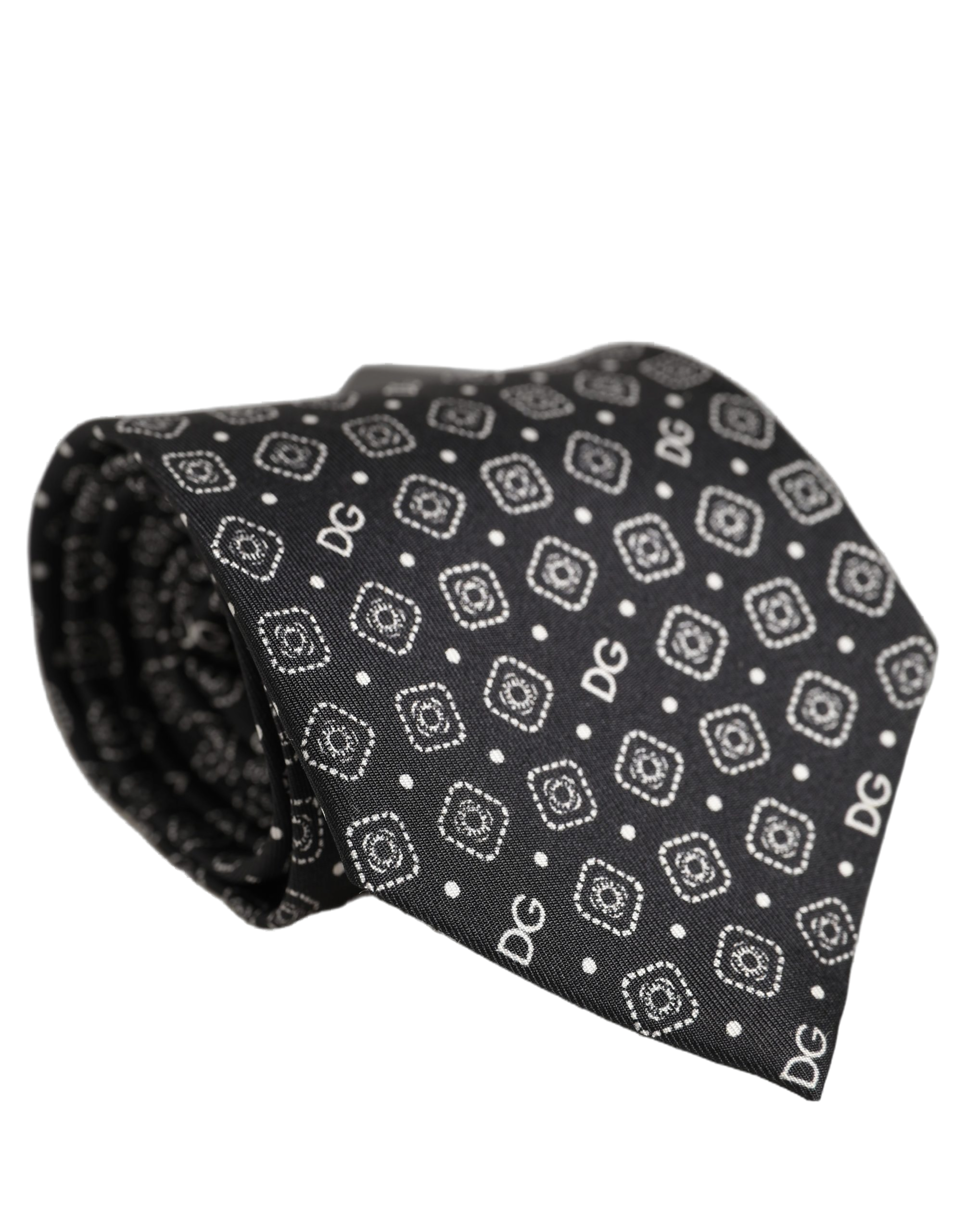 Dolce & Gabbana DG Logo Silk Necktie — Black