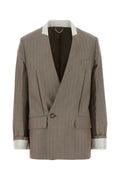 Victoria Beckham Virgin Wool Oversized Blazer — Beige