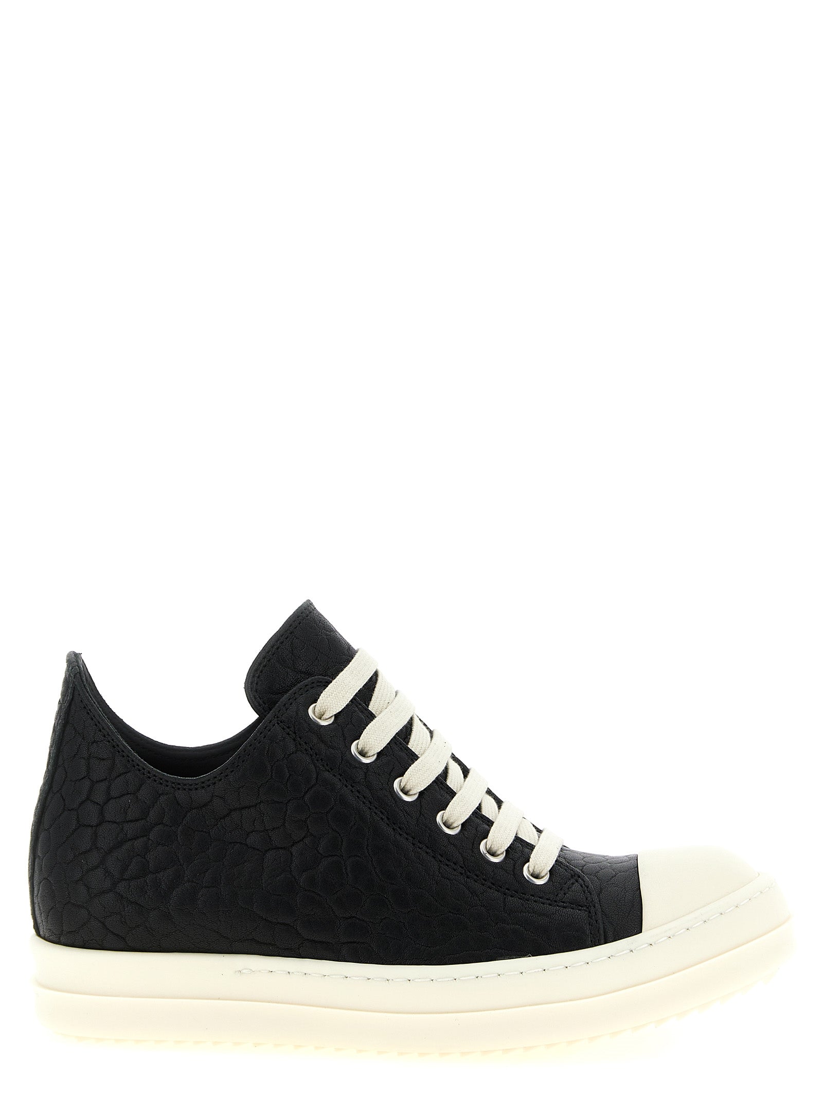 Rick Owens Python-Effect Lamb Leather Sneaker — Black