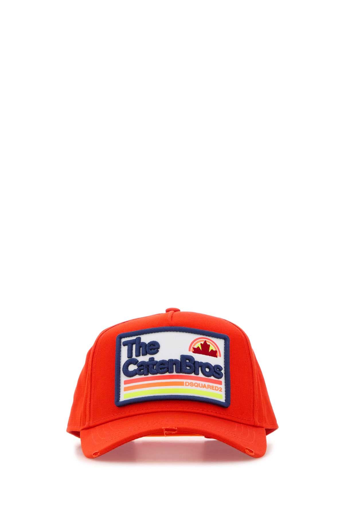 Dsquared2 BCM043605C00001 Embroidered Logo Baseball Cap — Orange
