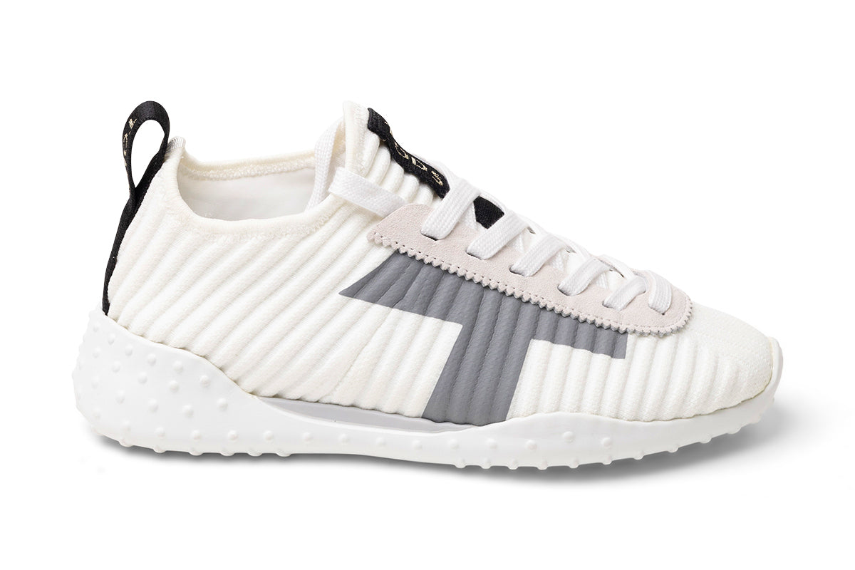 Tod's Ribbed Leather Lace-Up Sneaker — White