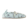 Ganni Floral-Print Lace-Up Flat — White