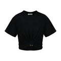 Rabanne Twist-Front Cotton T-Shirt — Black