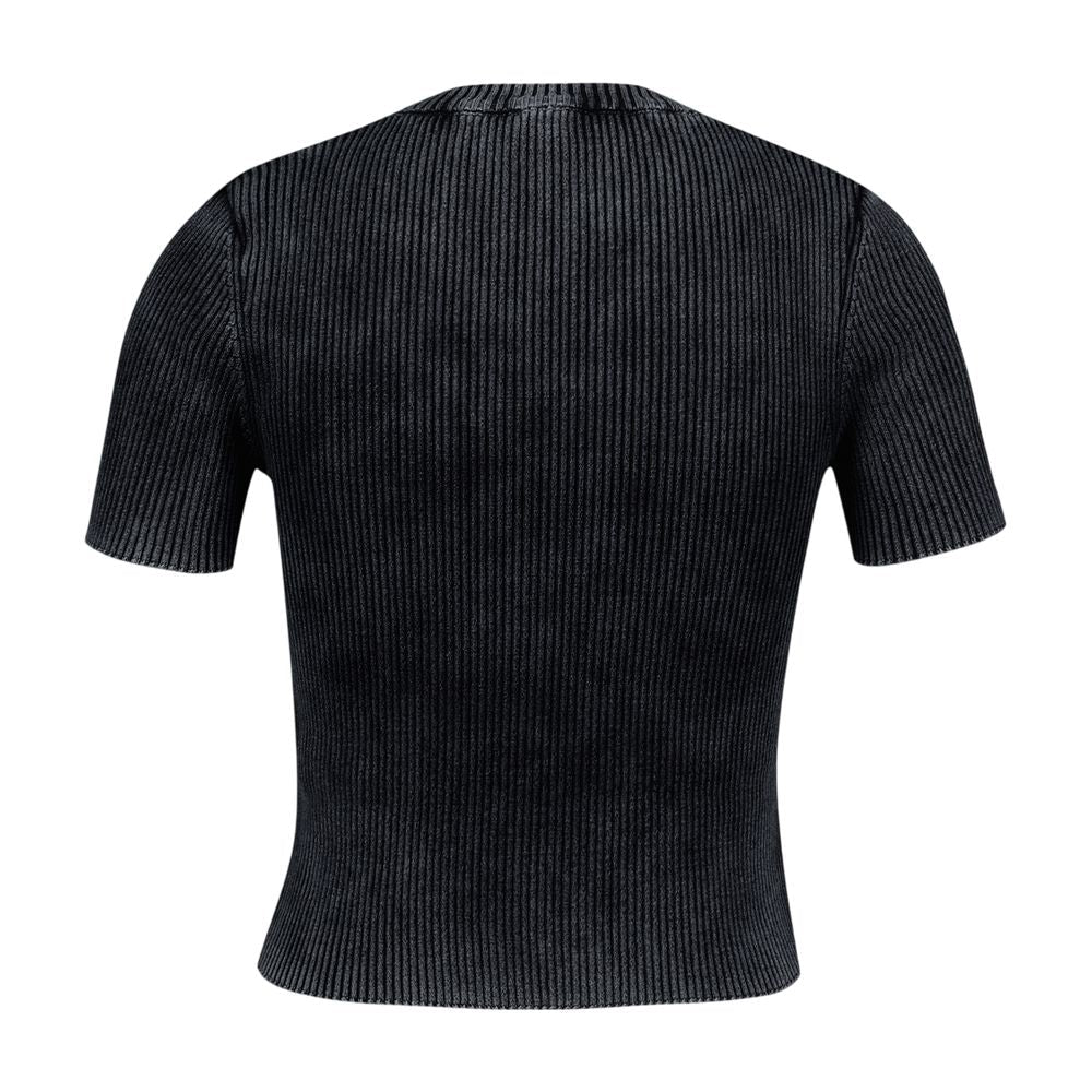 Diesel Ribbed Cotton T-Shirt — Black
